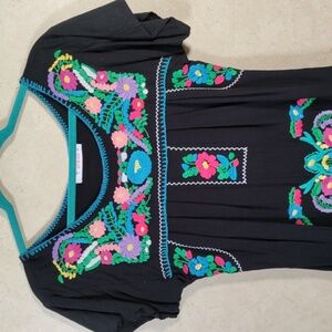 12538 FINAL PRICE Izzy & Lola black dress w/floral embroidery S